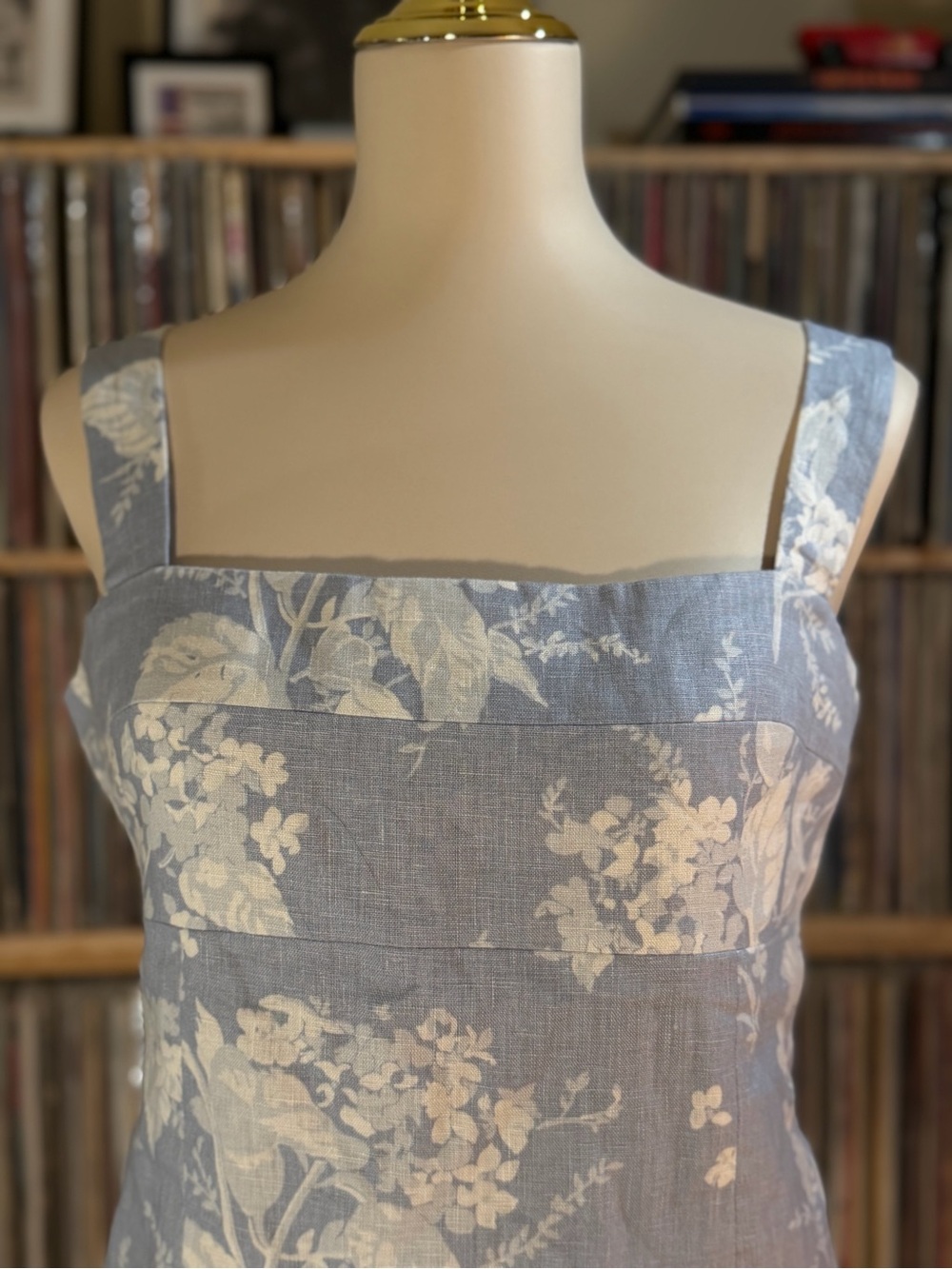 Reformation Darci Linen Square Neck Cropped Tank Top Floral Toile Light Blue 12 - Picture 5 of 14
